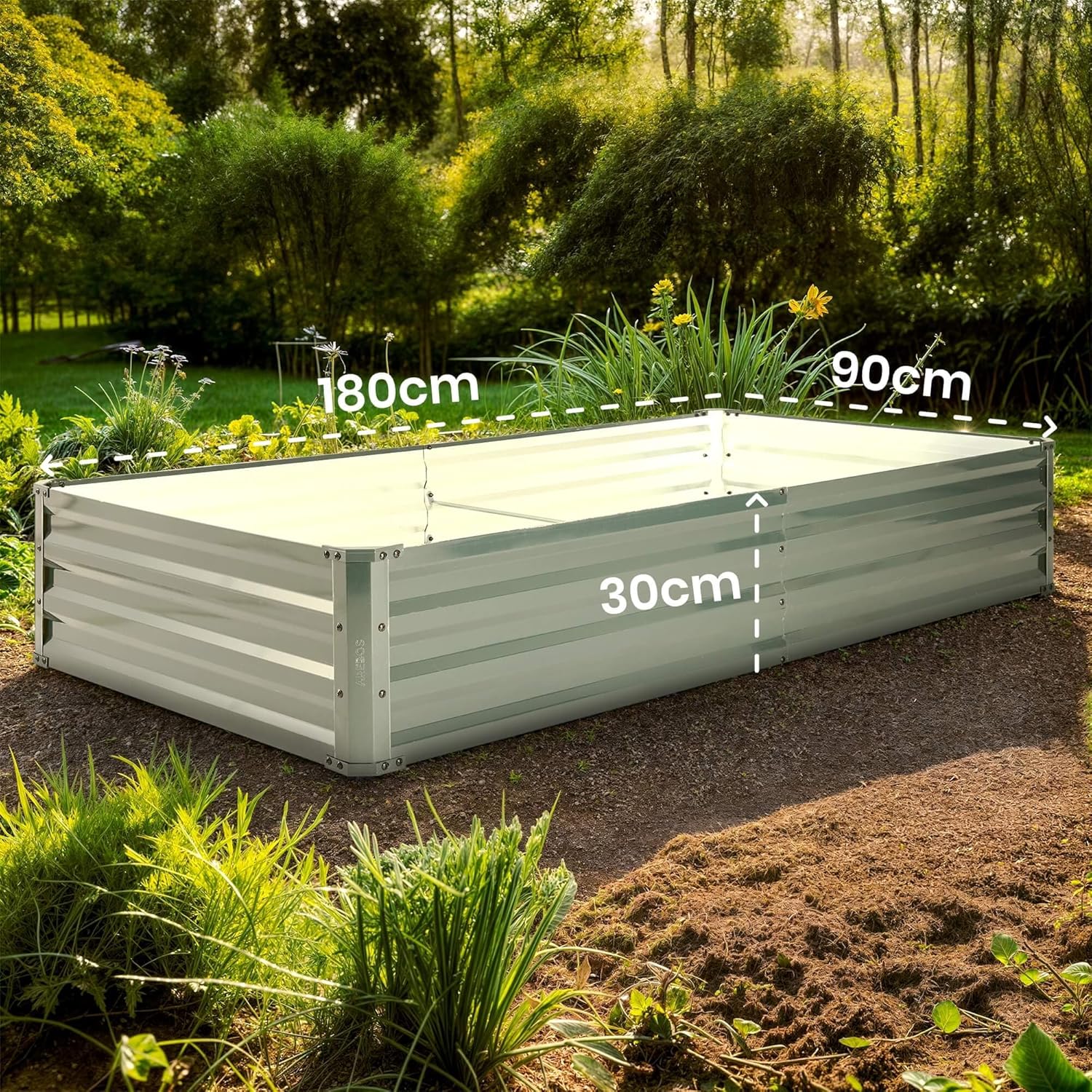 Hochbeet Metall 2er Set 180x90x30, Gartenbeet aus verzinktem Stahl, wetterfest & rostfrei, Rechteckiges ohne Boden-Garten-On.de