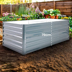 Hochbeet Metall 180x90x79, Gartenbeet aus verzinktem Stahl, wetterfest & rostfrei, Rechteckiges ohne Boden-Garten-On.de