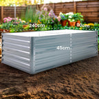 Hochbeet Metall 240x90x45, Gartenbeet aus verzinktem Stahl, wetterfest & rostfrei, Rechteckiges ohne Boden-Garten-On.de