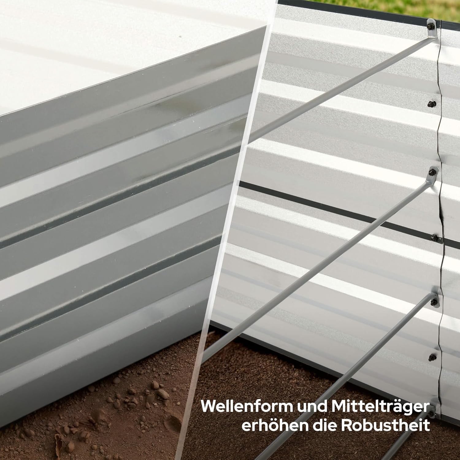 Hochbeet Metall 240x90x45, Gartenbeet aus verzinktem Stahl, wetterfest & rostfrei, Rechteckiges ohne Boden-Garten-On.de