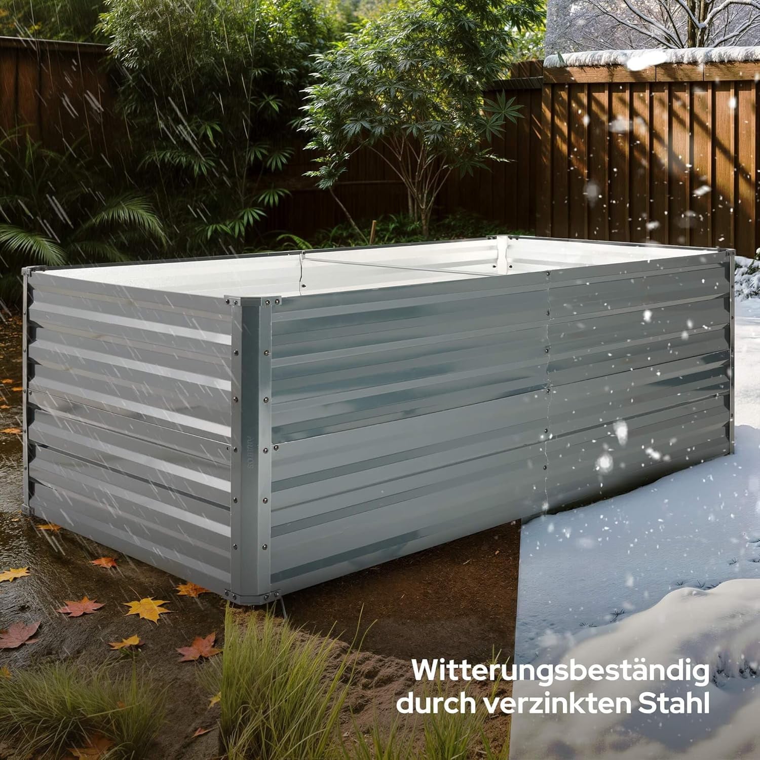 Hochbeet Metall 180x90x59, Gartenbeet aus verzinktem Stahl, wetterfest & rostfrei, Rechteckiges ohne Boden-Garten-On.de