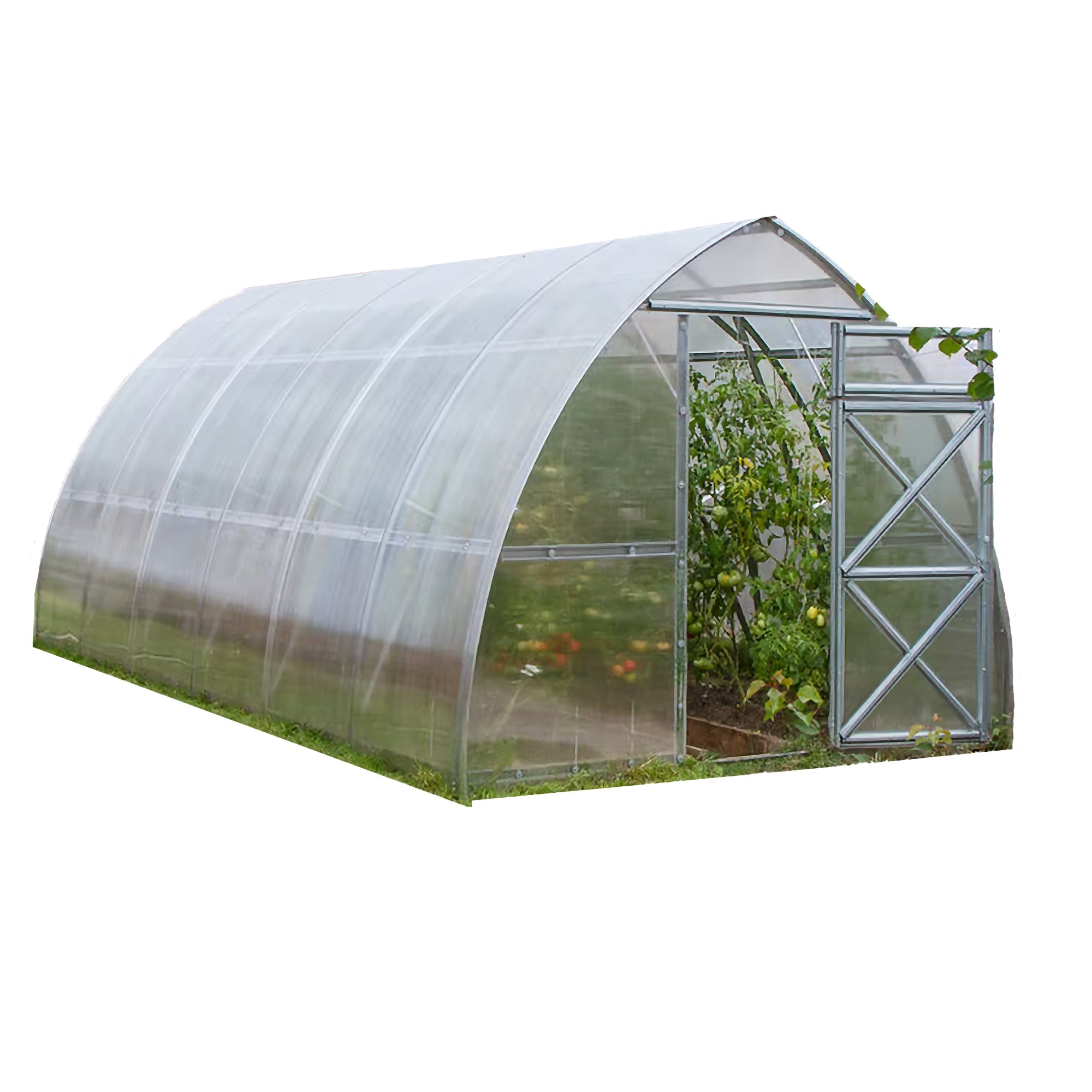 Gewächshaus FARMHOF3, 3x6 m, verzinkter Stahlrahmen, 2 Drehtüren mit Fenster, max. Schneelast 360 kg/m²