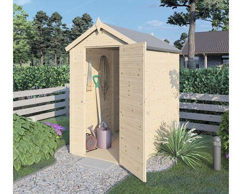 Gerätehaus LARA 1.3x1.9m Natur Holz, Wände 14 mm, inkl. Fußboden