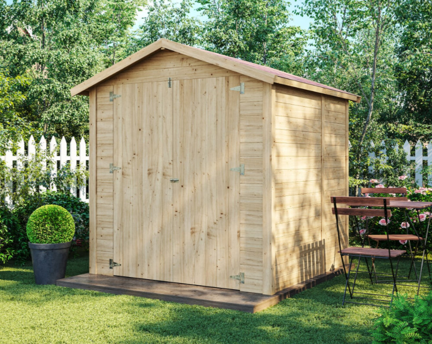 Gerätehaus LUCKI 1.8x1.8m Natur Holz, Wände 14 mm, inkl. Fußboden