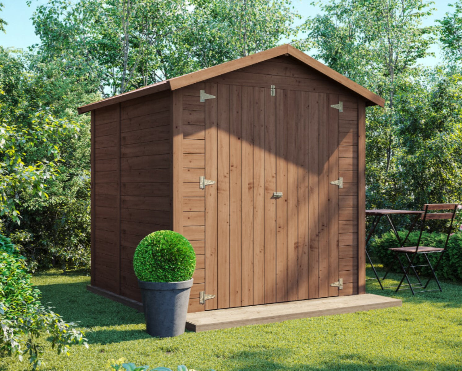 Gerätehaus LUCKI 1.8x1.8m Natur Holz, Wände 14 mm, inkl. Fußboden