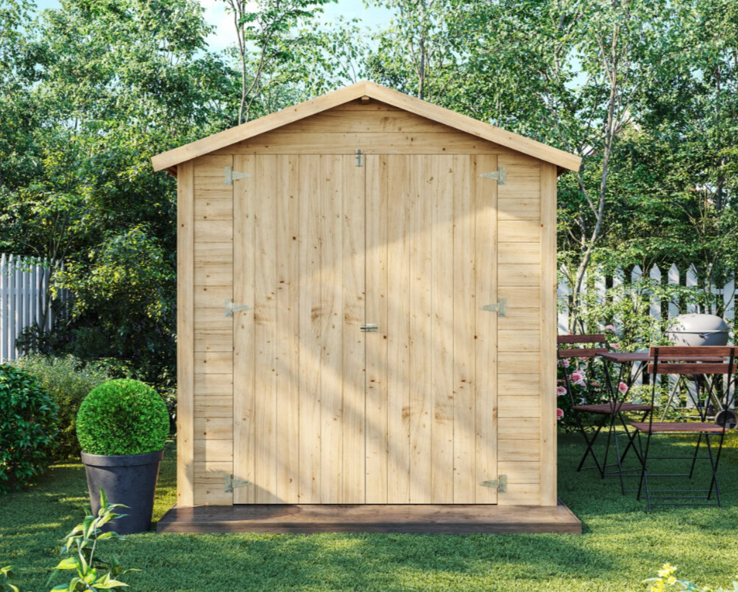 Gerätehaus LUCKI 1.8x1.8m Natur Holz, Wände 14 mm, inkl. Fußboden